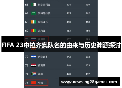 FIFA 23中拉齐奥队名的由来与历史渊源探讨